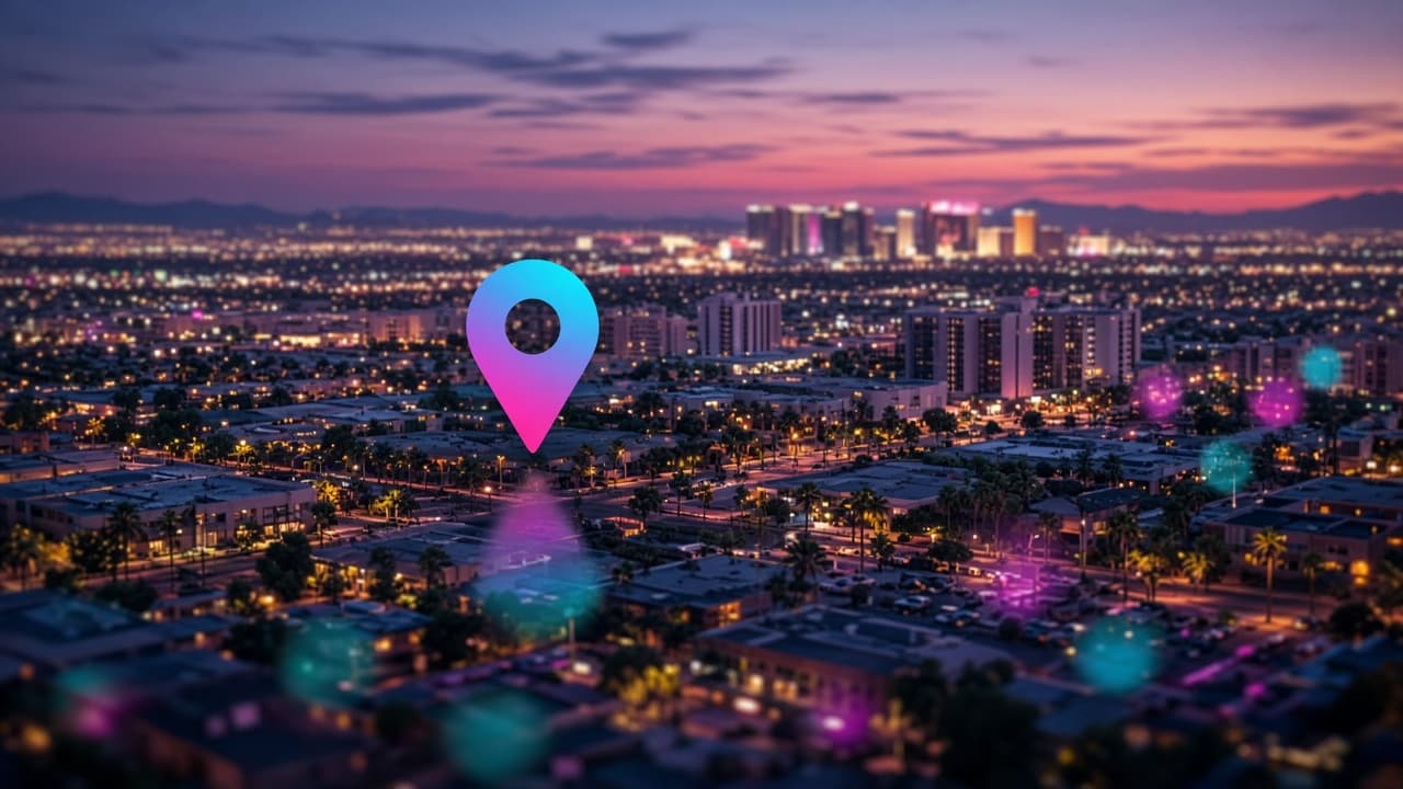 Map pin over a Las Vegas neighborhood